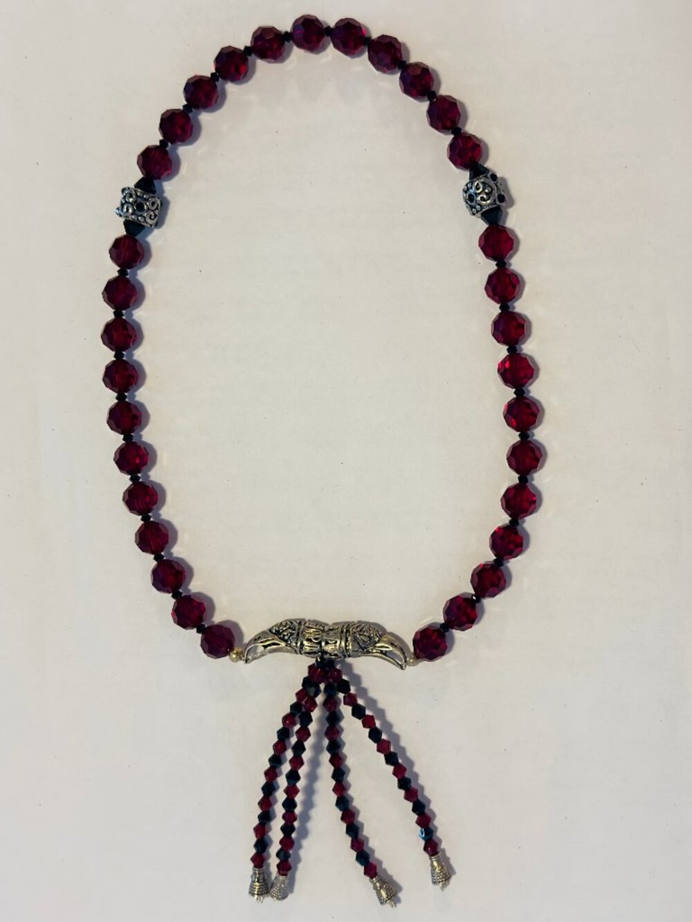 Custom Swarovski Crystal/Silver-Plated Double Headed Eagle Tasbih